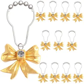Mkikejoy 778416229680 12 Pcs Gold Bow Knot Shower Curtain Hooks Decorative Stainless Steel