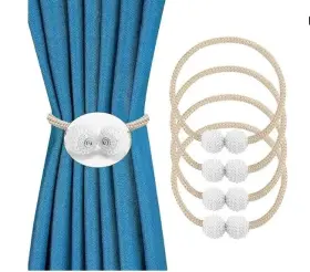 Mlyc 663918633472 4 Pack Magnetic Curtain Tiebacks Pearl Ball Home Window The Mos