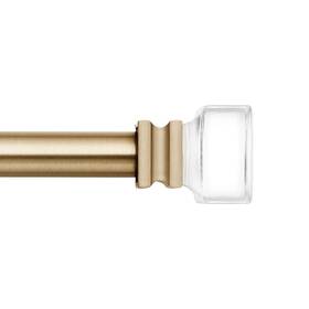 Mode 887262344390 Premium Collection Single Curtain Rod Set With Clear Square Finials - 36