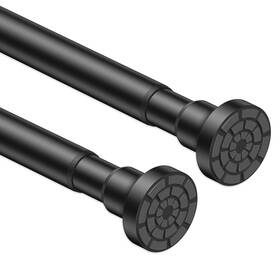 Moeroter B75135-2 2pcs Black Tension Curtain Rod 28 To 54 Inch Adjustable Spring Loaded Curta