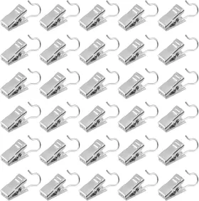 Mokife 745396276317 Curtain Clips Hooks 30 Pack Shower Drapery Party Lights Silver