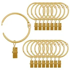 Molytoo 781039464512 2 Inch Openable Curtain Rings With Clips Gold 18 Pack 2ftft Metal Curt