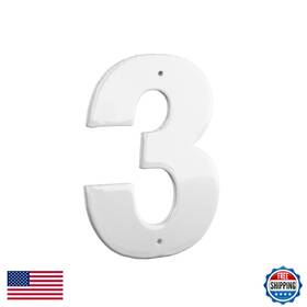 Montague Metal Products B01ci4009g 10 Aluminum House Number 3 Outdoor Plaque Medium White