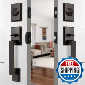B0fcm6c8ws Moquin Double Front Door Lock Set Oil Rubbed Bronze Square Hardware
