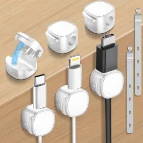 Jr-zs368 Mozoter 6 Pack Magnetic Cable Clips And Silicon Ties Smooth Adjustable Und