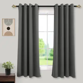 Grey-52x63-1 Mrs.naturall Black Out Curtains 63 Inch Long For Bedroom Windows Dark Grey/gr