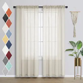 Mn-cdlg-cgcl-beige-42x84 Mrs.naturall Beige Sheer Curtains 84 Inch Length For Living Room Set 2 Panels Rod Pocket B