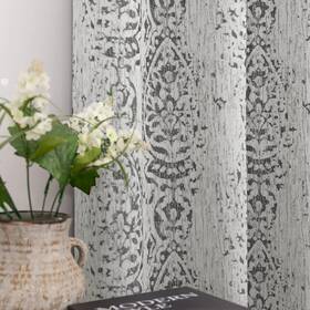 Mrs.naturall Mn-dmsg-cldk-grey-52x84 Grey And White Geometric Moroccan Patterned Curtains 84 Inches Long For Liv Inch