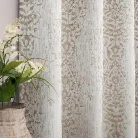 Mn-dmsg-cldk-taupe-52x84 Mrs.naturall Taupe Geometric Curtains 84 Inches Long For Living Room 2 Panels 50% Blackout