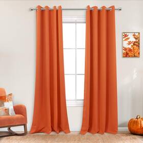 Mrs.naturall Mn-gjm-dkcl-orange-52x84 Orange Curtains 84 Inch Length 2 Panels Set For Living Room Fall Halloween De