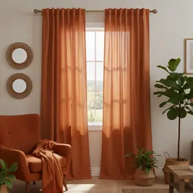 Mn-hfm-apcl-orange-52x84 Mrs.naturall Burnt Orange Curtains 84 Inch Length For Living Room Back Tab Fa