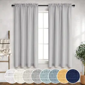 Mn-hfm-cgcl-grey-52x45 Mrs.naturall Gray Curtains 2 Panels Sets 45 Inch Length For Kitchen Door Rod Pocket Flax L