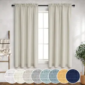 Mn-hfm-cgcl-linen-52x54 Mrs.naturall Tan Curtains 54 Inch Length For Nursery Room 2 Panel Rod Pocket Short Neutral