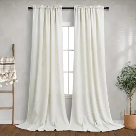 Mn-hfm-cgcl-natural-52x120 Mrs.naturall Cream Curtains 120 Inches Long For Living Room Dining 2 Panels Set Rod Pocket