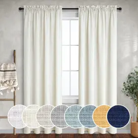 Mn-hfm-cgcl-natural-52x84-1 Mrs.naturall Natural Linen Curtains 84 Inch Length 2 Panels Set For Living Room Rod Pocket