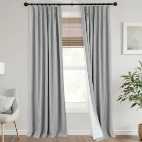 Mn-xmtc-hzcl-grey-42x96 Mrs.naturall Pinch Pleated Curtains Blackout 96 Inches Long 2 Panel Set Light