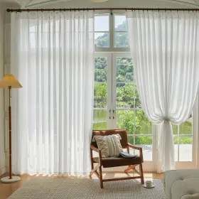 Msbdhzwt8484 Mstexa White Pinch Pleated Linen Curtains 84 Inches Long Inch Wide For Living Roo