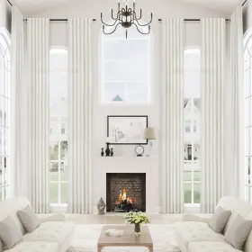 Msclnt52156 Mstexa Ivory Linen Sheer Curtains 156 Inches Long For High Ceiling Living Room Priva