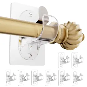 Slzj0304-t Muakioy No Drill Curtain Rod Brackets 8 Pack Self Adhesive Holders