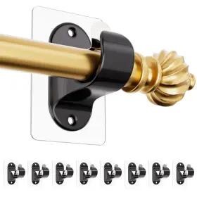 Tbslzj-8 Muakioy Curtain Rod Holder Brackets No Drilling 8 Pack Screw Black Self Adhesiv