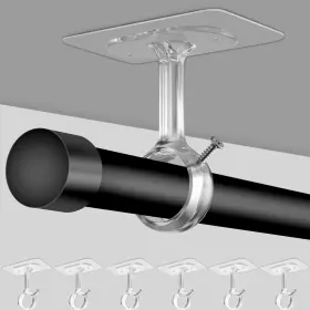 Tslzj-6 Muakioy No Drill Ceiling Mount Rod Brackets 6-pack Heavy Duty Self Adhesive Holders