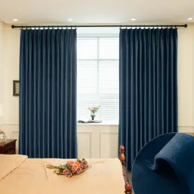 Mfs-vpp-51-navy-72x96 Mumfas Velvet Pinch Pleat Solid Thermal Insulated 90% Blackout Patio Door Cur