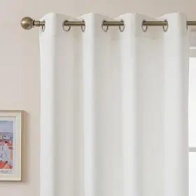 Bbcl-016 Mvchennl White Linen Textured Curtains 96 Inch 2 Panel Set Light Filtering