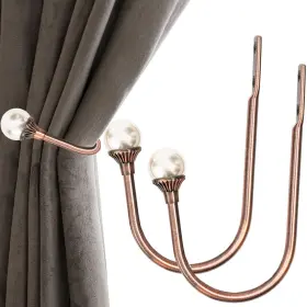 Mwdsup 709084822187 Curtain Holdbacks Set Of 2 Metal Decorative Hooks With Pearl Ball W