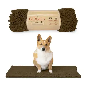 My Doggy Place 840042305592 Medium Microfiber Dog Mat 31 Inch X 20 Brown Absorbent And Qui