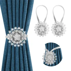30ct-mcs-3 Mydaytin Crystal Magnetic Curtain Tiebacks 2 Pack Buckle Holder Spar