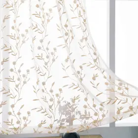 Xhsch01v0363 Mystic-home Sheer Curtains Embroidery 63 Inch Length White-beige Rod Pocket Voile Drapes