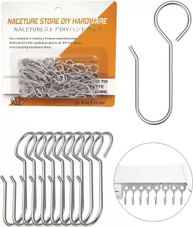 Naceture 850050322238 Metal Curtain Hooks For Drapes 50 Pack Stainless Steel Hardware