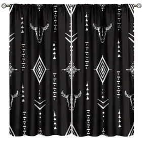 Nanacur 446315534312 Aztec Tribal Decorative Curtains Western Bohemian Bull Skull Vintage Rustic