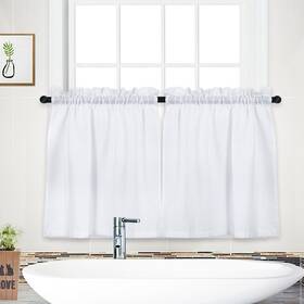 Nanan 196336424327 Waffle Woven Textured Short Curtains For Bathroom Waterproof Window Cov
