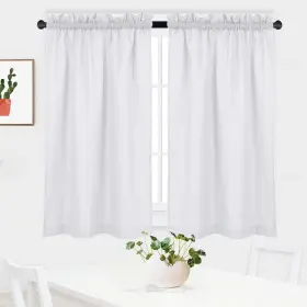 Nanan 196336424341 White Curtains 45 Inch Long Casual Weave Small Window Curtain Kitchen Bathroo