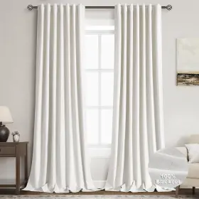 Hkc12-nt52102 Nanspring 100% Blackout Linen Curtains 102 Inches Long 2 Panels For Bedroom Back Tab Pi