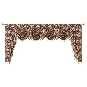 4b-zsbq-smt303-br Napearl Valance Curtains For Living Room Damask Waterfall Window
