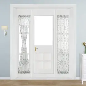 Ml-wz01-dkgy-64x182 Napearl Sheer French Door Curtains-geometric Patterns Sidelight Window Curtai