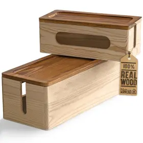 4350984292 Nature Supplies Set Of Two Natural Wood Cable Management Box Large And Mediu