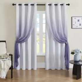 A-252108 Naturetalk Room Darkening Blackout Curtains With Gradient Sheer 2 Pieces Drape Pane