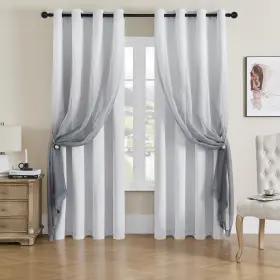 A4-5263 Naturetalk Room Darkening Blackout Curtains With Gradient Sheer 2 Pieces