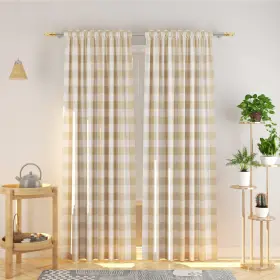 Nwusccp-5295c04 Natus Weaver Beige And White Buffalo Gingham Check Curtain 95 Inches Long Living Room Drap