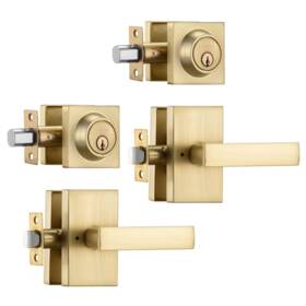 Ncsen B0cskbgxb8 2 Pack Satin Brass Exterior Door Lock Set Front Handle Deadbolt