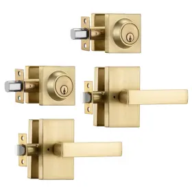 B0cskbgxb8 Ncsen 2 Pack Satin Brass Exterior Door Lock Set Front Handle Deadbolt