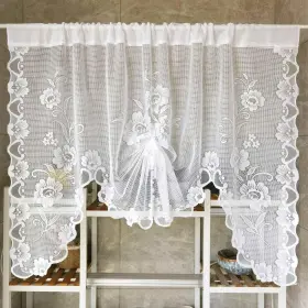 Dl-kr0121 Newwpkira 1 Panel Floral Embroidery Sheer Lace Curtain Valance Princess Style Embroider