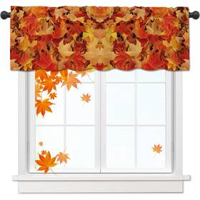 Nextchange 601006264979 Maple Leaves Valance Curtains Autumn Natural Window Valances Rod Pocket Short