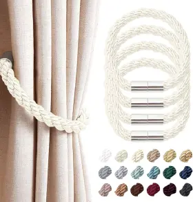 B08nc99ynp Niceec 4 Pack Strong Magnetic Curtain Tiebacks Modern Creamy-white