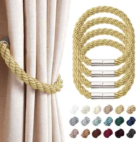 B0946hkr7d Niceec 4 Pack Strong Magnetic Curtain Tiebacks Modern Simple Gold
