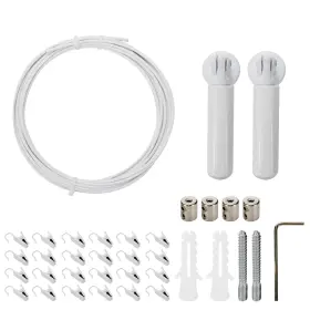 Xian2145 Nicerity White Wall Mount Curtain Wire Rod Set With 24 Metal Clips Multifunctional Sta