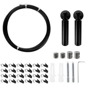 Xian2146 Nicerity Black Wall Mount Curtain Wire Rod Set Multifunctional Stainless Steel Clothes
